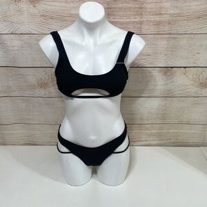 NWT SherryDc Sz M Black Two Piece Bikini Swimsuit